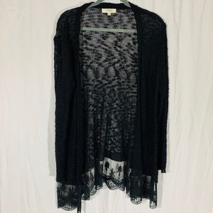 Umgee Black Long Lace Cardigan